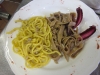 Tagliatella con farina di castagne e salsiccia e radicchio e Bigoli all\'anatra